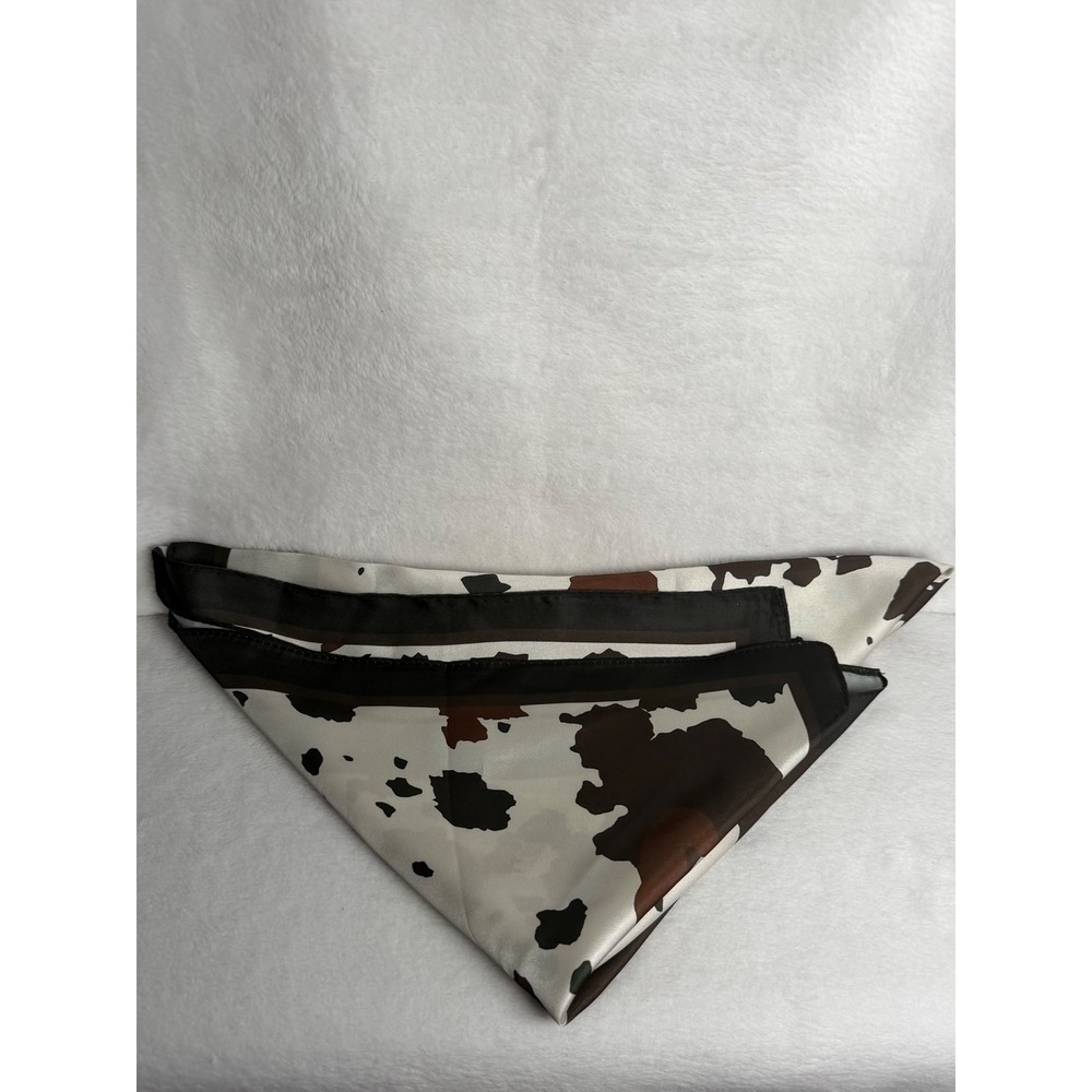 Cow Print Scarf Women OS White Brown Excellent